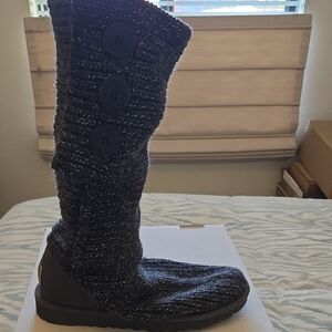 UGG Gray Knit Button Boots